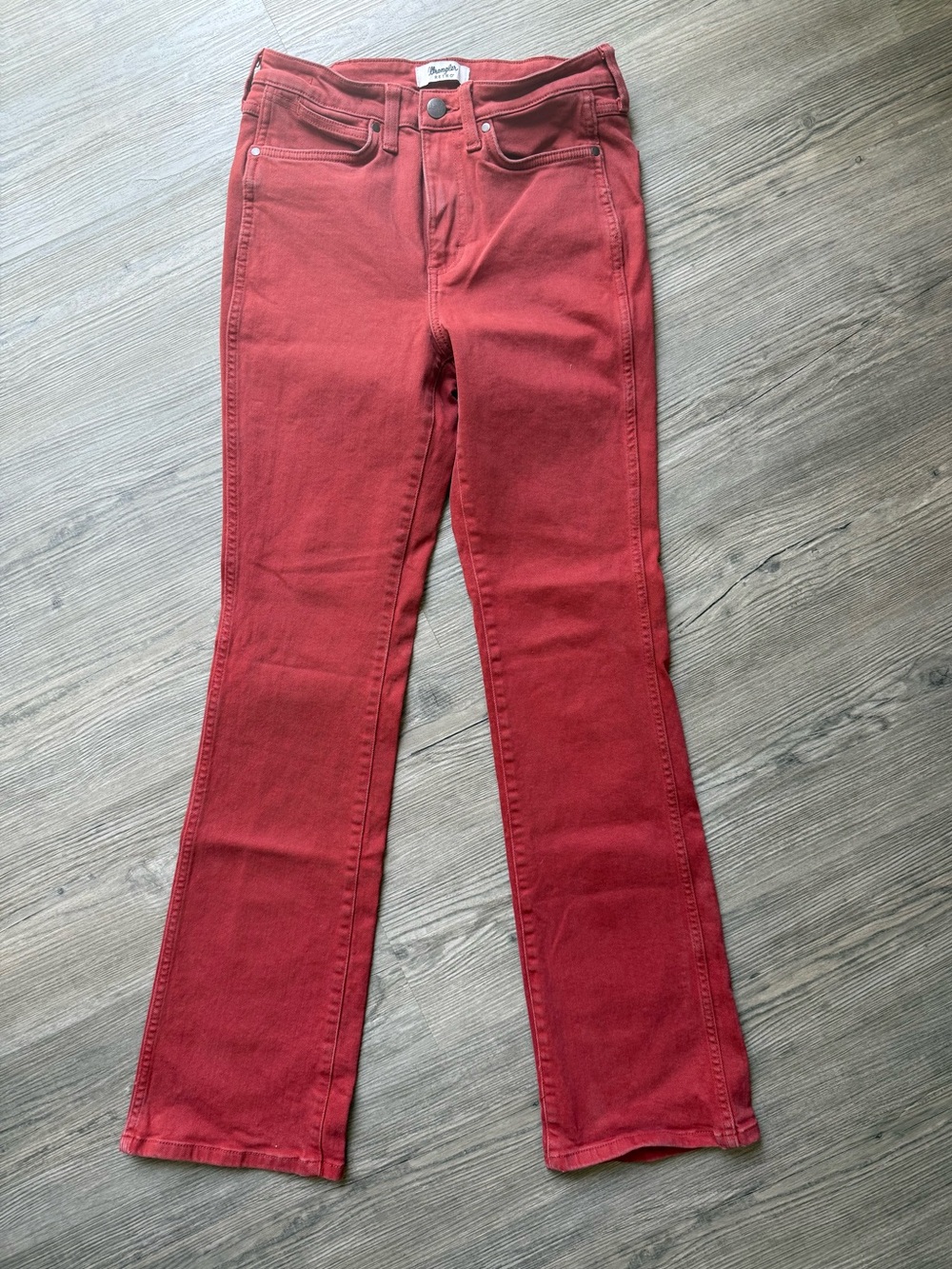 Wrangler Retro Jeans Women 28x34 Red High Rise Bootcut Stretch Denim